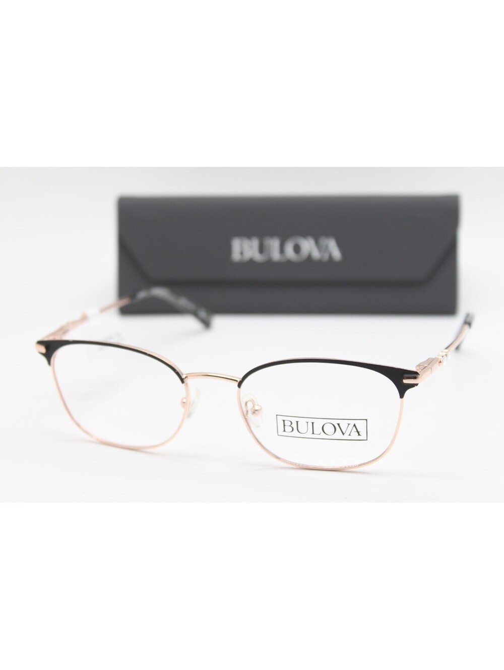 NEW BULOVA NOONDAY BLACK ROSE GOLD AUTHENTIC EYEGLASSES W/CASE 53-18-135